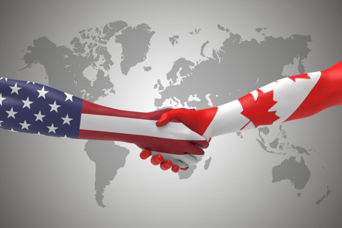 American and Canadian Handshake Bilateral talks NAFTA Deal