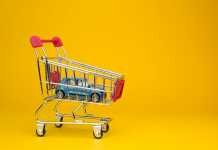 blue car shopping cart