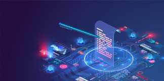 Digital smart contract, isometric icon concept of electronic signature, blockchain technology crypto. Online e-contract document. Can use for web banner. Vector illustration