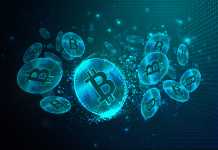 What Effect Does Bitcoin Have on Georgia’s Stock Industry? Bitcoins with Binary Code Digital Background