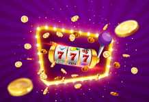 Golden slot machine wins the jackpot.
