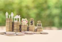 10 Effective Strategies Experts Don’t Want You To Know About Growing Wealth Family couple, home model, piggy bank, dollar and tax bags on stacks of rising coins
