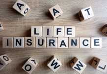 Life insurance text from wooden blocks