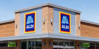 Aldi Discount Supermarket. Aldi sells a range of grocery items, including produce, meat & dairy, at discount prices II