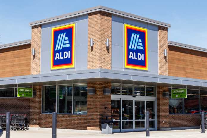 Aldi Discount Supermarket. Aldi sells a range of grocery items, including produce, meat & dairy, at discount prices II