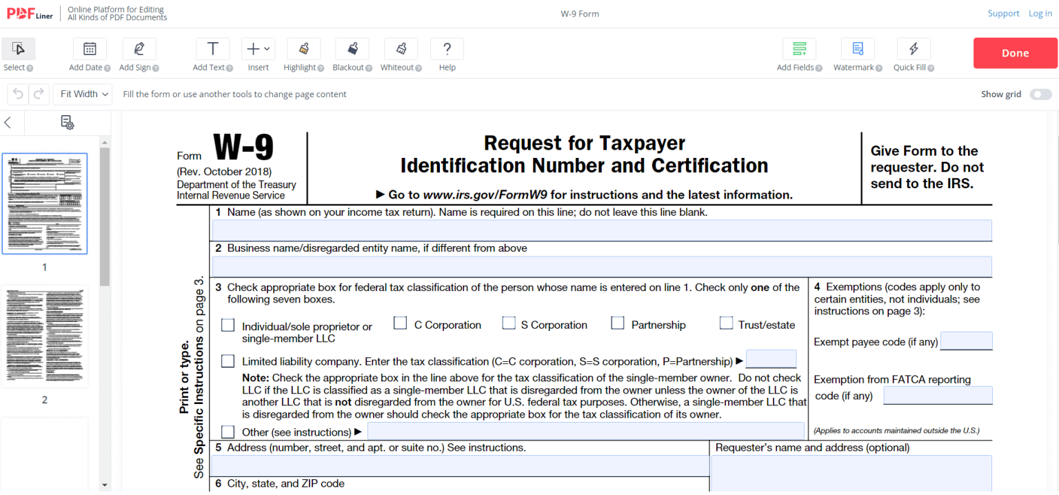 Form w 9 instructions you can use to seamlessly fill out the form