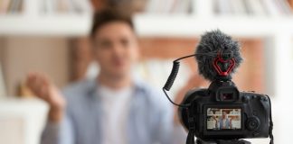 Best Tips To Grow YouTube Channel Close up professional digital equipment recording video blog of student