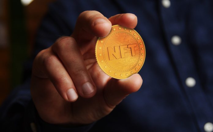 NFT Crypto art golden coin illustration