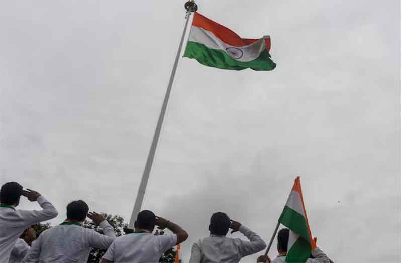 saluting indian flag