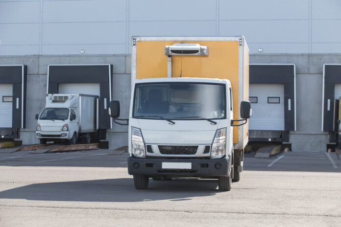 trucks for loading near warehouse