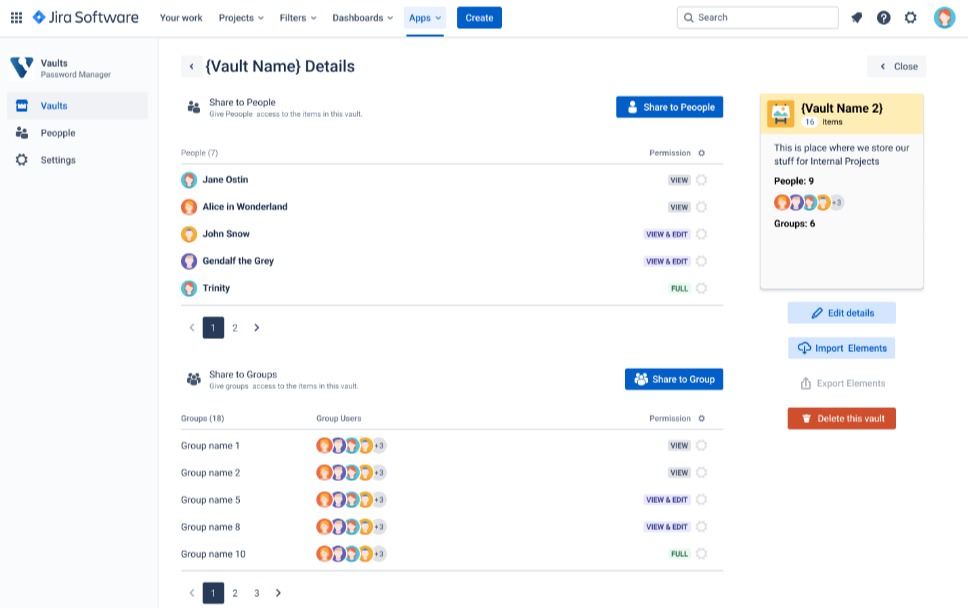 Vault to the Jira groups