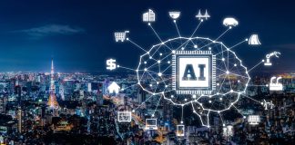 AI concept and city lights