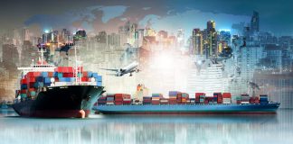 global business and cargo ship