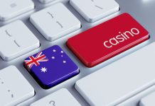 flag of Australia and casino on keyboard