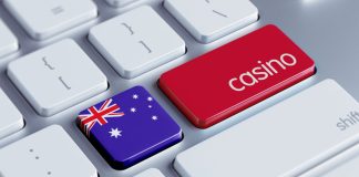 flag of Australia and casino on keyboard