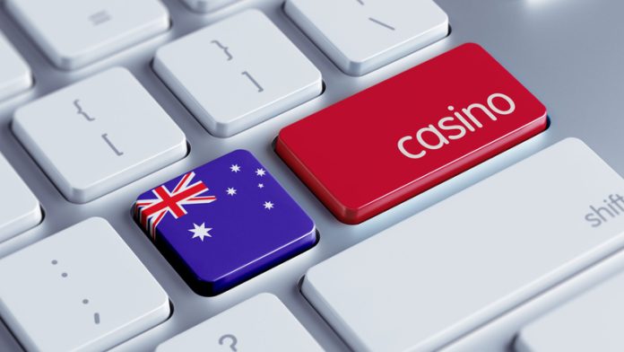 flag of Australia and casino on keyboard
