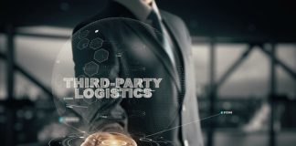 third party logistics hologram on businessman's hand