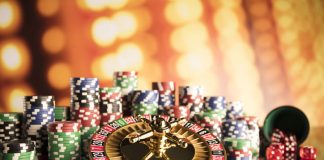chips stack and roulette