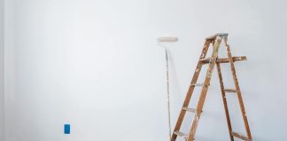 Brown wooden ladder