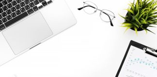 Office equipments with graph in business