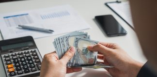 businessman counting money