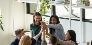 Business Team palms in high five