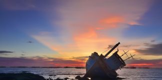 Sailing ship on the beach