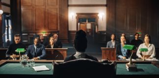 Court of law trial with the lawyers