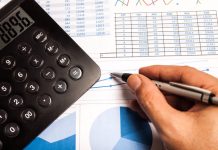 Financial chart with calculator
