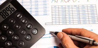 Financial chart with calculator
