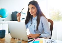 Woman using computer