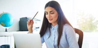 Woman using computer