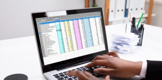Accountant examining report