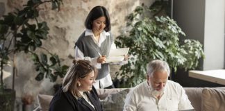 People working in their office