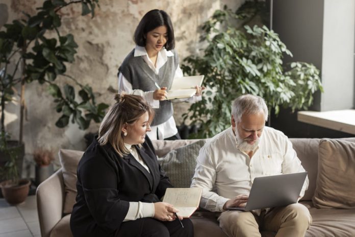 People working in their office