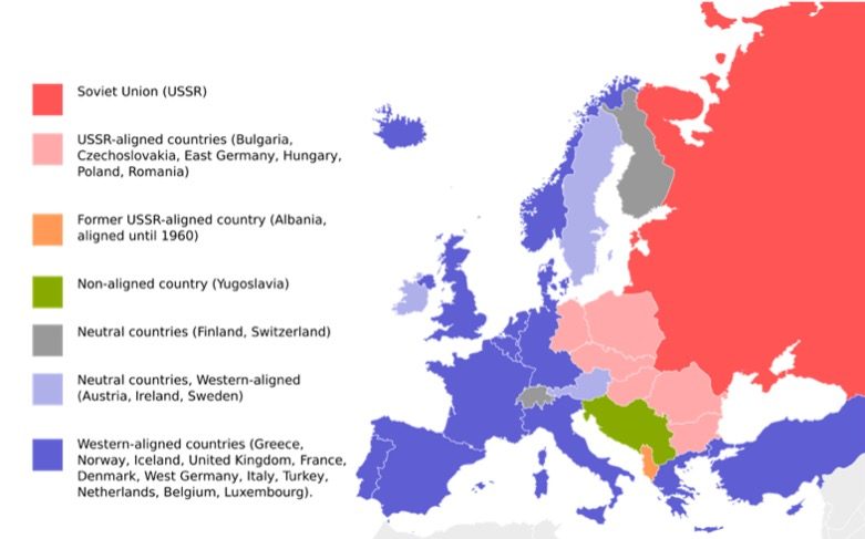 Eastern Bloc (by way of Central Europe) before the collapse of the Soviet Union in 1989