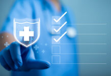 Medical worker touch plus icon for medical and health care concept, Access to welfare health, People with health care, Health insurance, Family life insurance, Medical care insurance.