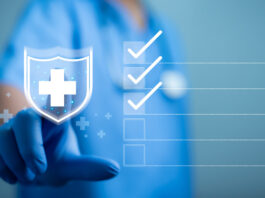 Medical worker touch plus icon for medical and health care concept, Access to welfare health, People with health care, Health insurance, Family life insurance, Medical care insurance.