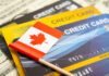 Credit card model with Canada flag