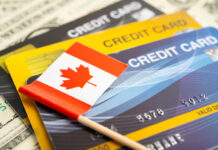 Credit card model with Canada flag