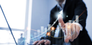 Financial marketing graph and profit stock market chart