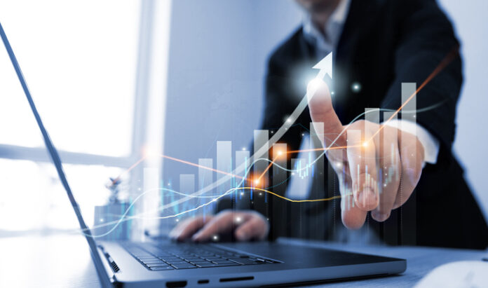 Financial marketing graph and profit stock market chart