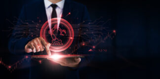 Automation, Efficiency, Businessman Uses Tablet and Digital Networking Interface on Automation Icon on Streamlining Processes, Enhancing Operations