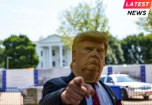 Donald Trump (impersonator) at the White House, Washington DC.