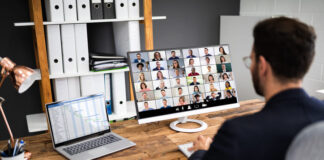 remote work employee having a meeting