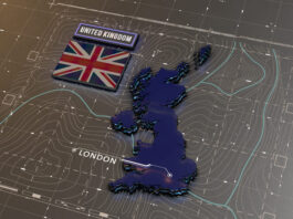 Keir Starmer’s AI Emperor’s New Clothes United Kingdom Map, Abstract, Futuristic, Digital, Tech, Network,