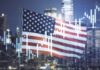 US flag with stock market graph overlay