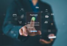 Digital payment interface on a transparent screen