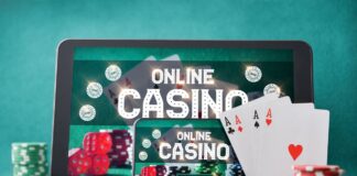 Online casino on tablet on game table