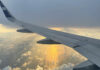 Airplane wing during flight